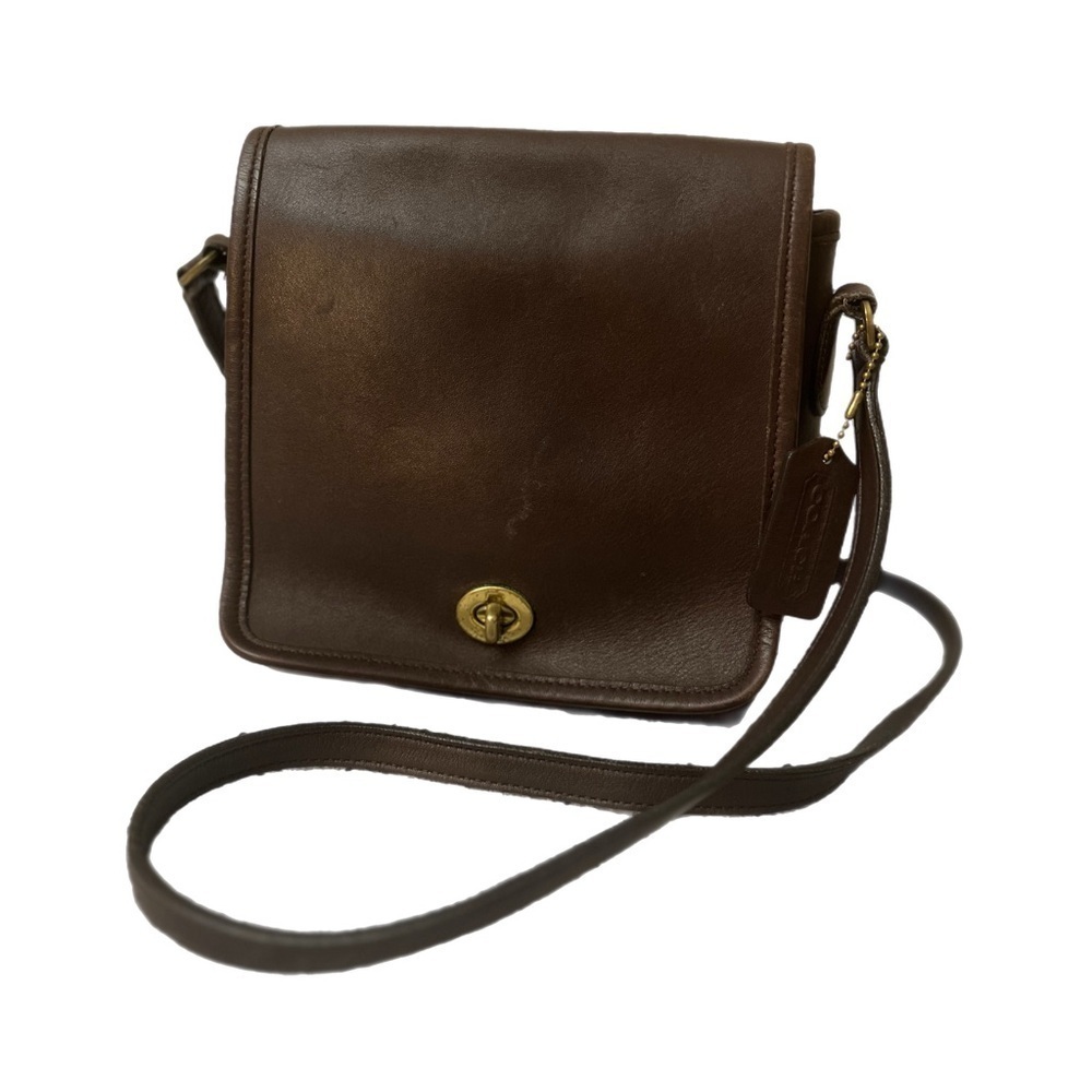 Vintage Coach #9076 Brown Leather Messenger Bag with Adjustable Strap